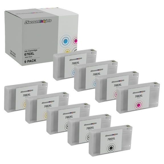 DI Ink Cartridges for Epson 786XL HY 3 Black, 2- Cyan, Magenta, Yellow, 9pk Compatible with WorkForce: WF-4630, WF-4640, WF-5110, WF-5190, WF-5620, WF-5690