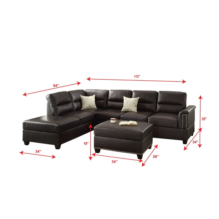 Poundex 3 bonded leather sectional discount