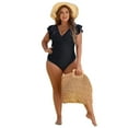 thumbnail image 4 of Women's Plus Size Bathing Suit One Piece Tummy Control Swimsuit Full Coverage Retro Ruffle Swimwear, 4 of 13