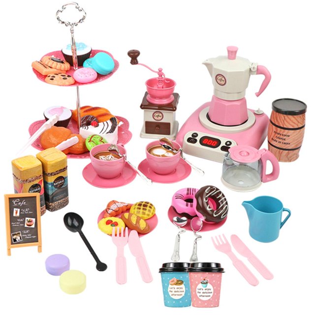 Juego De Máquina De Café Expreso Perfecl Para Niños 52 Uds Rosa