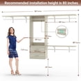 thumbnail image 3 of 20'' - 96'' Closet System Wall Mounted, iSunirm Clothes Organizer System with 2 Wooden Drawers and 4 Hanging Rods, Wardrobe Closet System for Bedroom/Closet, 96"L x 16"W x 58"H, Gray, 3 of 8