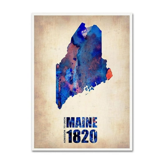 Trademark Fine Art "Maine Watercolor Map" Canvas Art by Naxart