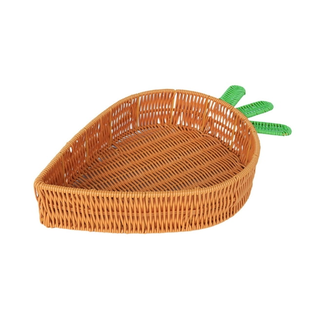 Lksixu Easter Decorations Radish Shaped Bamboos Woven Fruit Basket Stand Bowl Decorative Bread Plant Serving Bowl Set Kitchen Natural Rattan Picnic Basket Round Stackable Spring Decor for Home Party