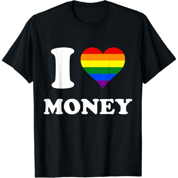 Rainbow Flag Heart I Love Money T-Shirt mens t shirt，black，women，funny，misfits，men，journey
