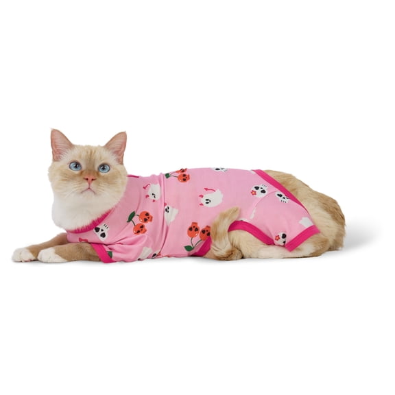 Vibrant Life Halloween Pajamas for Dogs and Cats, Skull Cherries and Ghosts, Pink, S