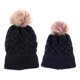 thumbnail image 2 of 2PCS Gorro De Bola De Pelo Para Padres E Hijos Gorro De Invierno Cálido De Punto Negro Sunnimix Gorro para madre e hijo, 2 of 8