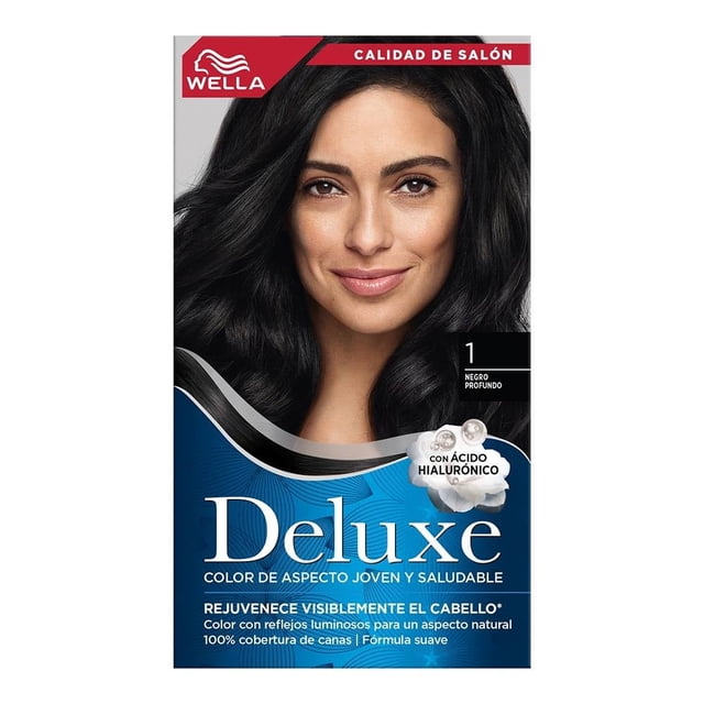 Tinte para cabello Wella Deluxe con ácido hialurónico 1 Negro Profundo