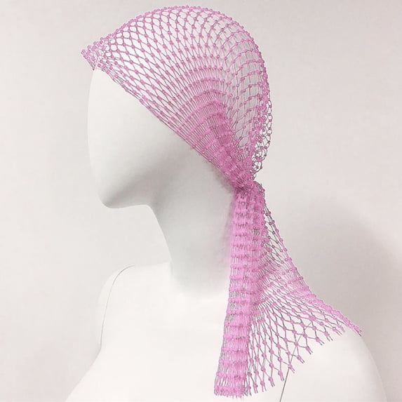 Fashion Headwear Bling Headband Hair Accessories Head Scarf Mesh Cap Hair Nets PINK