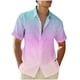 thumbnail image 1 of Camisas de Manga Corta de Botón para Hombre, Blusa de Moda Casual de Impresión de Gradiente de Cuello de Vuelta Hecha de 95% Poliéster 5% Spandex para el Verano, Camisas de Verano para Hombre, 1 of 4