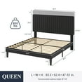 thumbnail image 3 of SHA CERLIN Black Queen Size Upholstered Platform Bed Frame with Adjustable Channel Velvet Headboard, 3 of 10