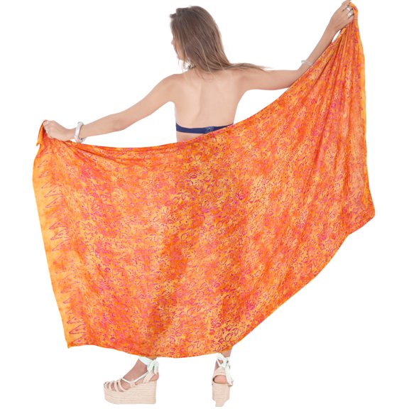 HAPPY BAY Women's Beachwear Summer Beach Wrap Bikini Wraps Sarong Skirt Swimsuit Swimwear Coverups Bathing Suit Swim Cover ups for Womens One Size Saffron, Floral