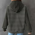 thumbnail image 6 of QATAINLAV Stripe Hooded Sweatshirts Womens Long Sleeve Hoodies Casual Waffle Knit Pullover Tops Outdoor Sweat Shirts with Pocket, Black, L, 6 of 7