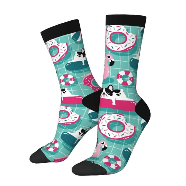 Balery Dogs With Swimming Pattern Crew Socks Unisex– Soft & Breathable Socks for Men & Women, One-Size Fits Most (US 5-11), Comfortable & Durable for Daily Wear