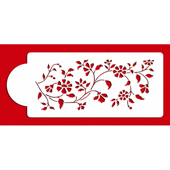 Designer Stencils Chintz Floral Cake Stencil Side, Beige/semi-transparent