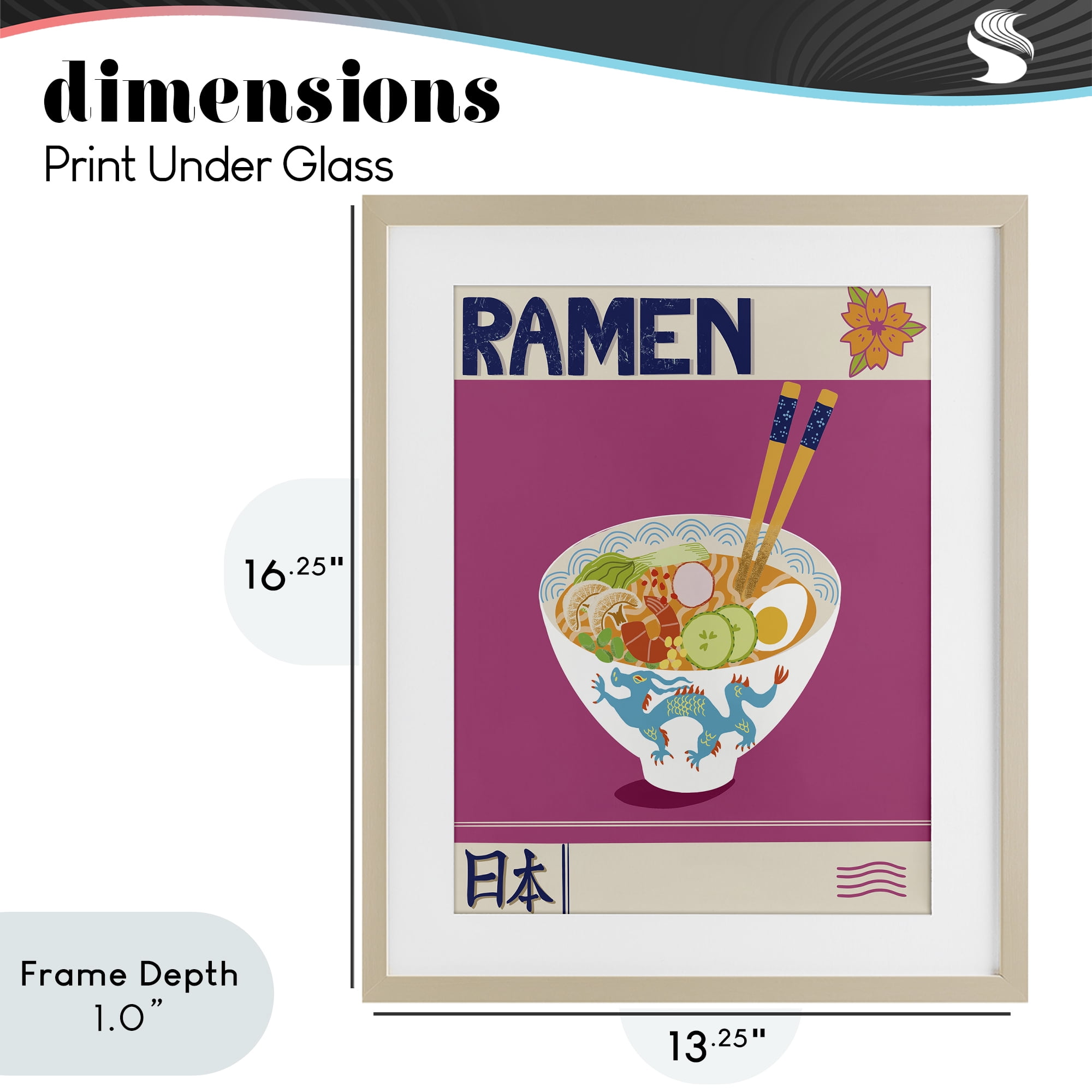 Stupell Industries Enchanted Japanese Ramen Birch Framed Print Under Glass, design by Jo Reid