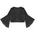 thumbnail image 2 of BODOAO Women's Bolero Shrug Cardigan Open Front Cover Up Chiffon Sheer 3/4 Sleeve Kimono Women's Solid Color Flared Sleeve Chiffon Cardigan Small Shoulder Top Black S, 2 of 6