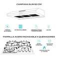 thumbnail image 2 of FLINE | Combo parrilla de gas y Campana Acero Inoxidable | 60 cm| acero inxodable| 4 quemadores | Controles boton | MA4TA60, 2 of 5