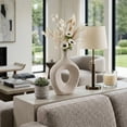 thumbnail image 3 of Oval Cutout Vase for Living Room Decor - Modern Ceramic Flower Vase for Home, Bedroom Vanity, Office, and Table Accents - Tall Textured Design for Shelf and Entryway Decor - 14", Ivory, 3 of 11