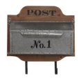 thumbnail image 1 of Cheungs 4977 Wall Storage Mail Box Decor with Wood back, Metal Compartment & 2 Metal Hooks, 1 of 3