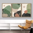 thumbnail image 3 of IDEA4WALL Framed Canvas Print Wall Art Set of 3 Mid-Century Modern Pastel Polygons Illustrations Abstract Geometric Modern Art Color Block Wall Decorative Artwork for Room Decor - Natural 24"x36"x3, 3 of 5