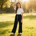 thumbnail image 5 of DJDLJWCJ Teen Cargo Pants for Girl 14-16 Straight Leg Elastic Waist Baggy Pants Solid Color Lightweight Work Pants Black Size 13, 5 of 5