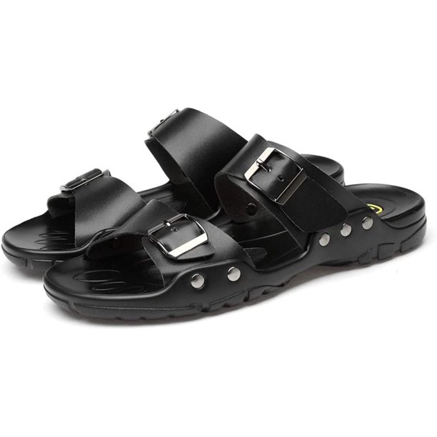 Xishao Zapatillas de Verano de Cuero Casual para Hombres Sandalias de Playa firmes Transpirables Antideslizantes Resistentes al Desgaste y Antideslizantes para Negocios Xishao ropa