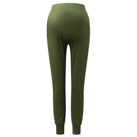 

Maternity pants Womens Maternity Solid Color Casual Pants Stretchy Comfortable Lounge Pants Green M