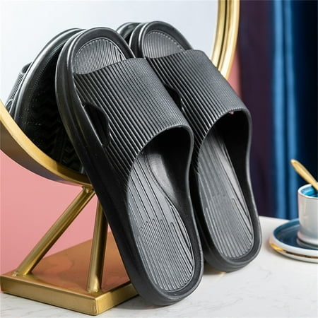 

AXXD Black Slide Sandals for Women 8.5 Summer Flip Flops Home Couple Indoor Outside Soft Soled Slippers