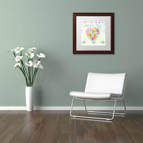 Trademark Fine Art "Love Heart" Canvas Art by Lisa Powell Braun, White Matte, Wood Frame