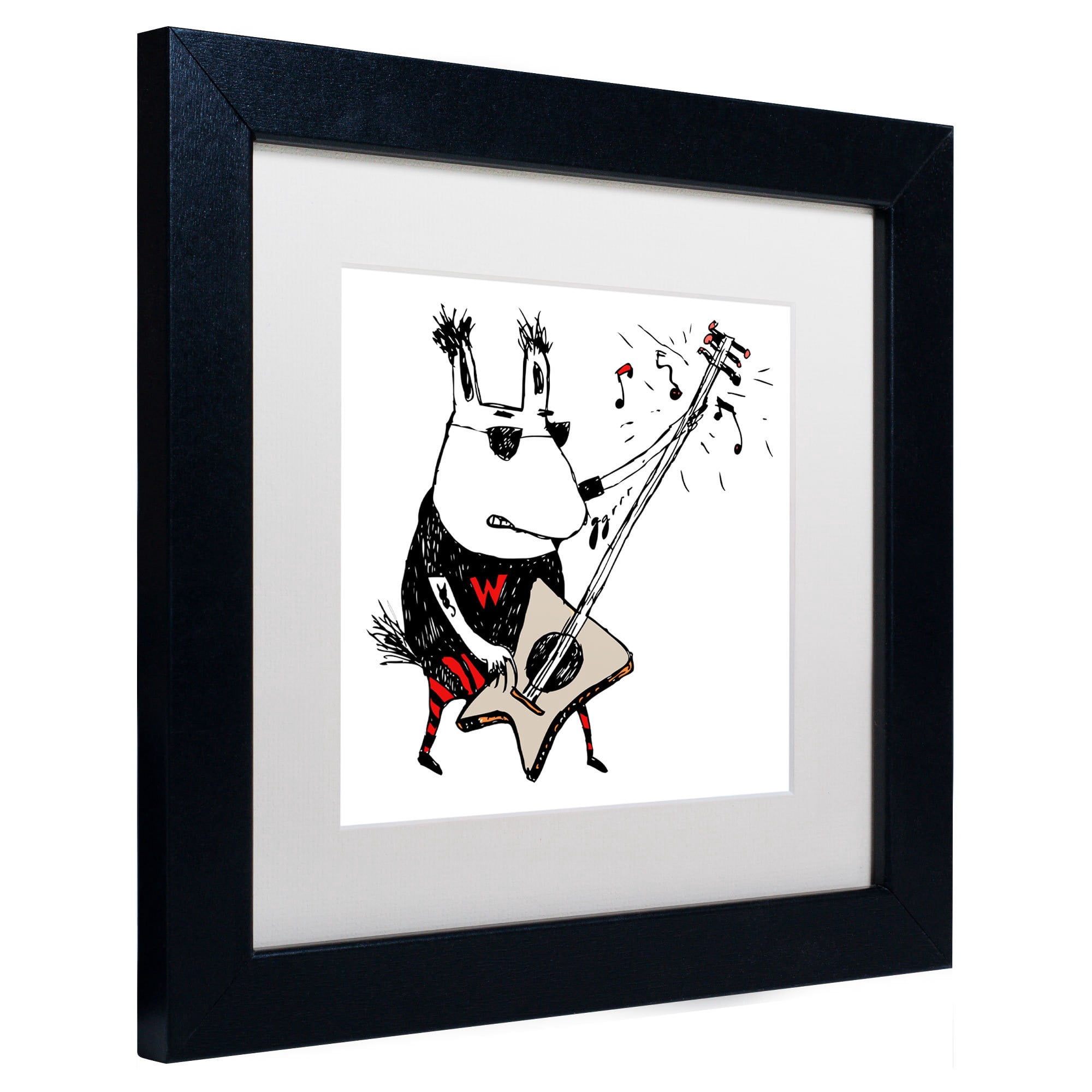 Trademark Fine Art "Wild Guitar Wolf" Canvas Art by Carla Martell, White Matte, Wood Frame