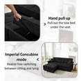 thumbnail image 3 of Aukfa 82" Sofa Bed 3 Seat Convertible Sleeper Couch with 2 Side Pockets for Living Room, 2 Pillows, Linen, Black, 3 of 9