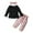 Black, variant on REDARER Baby Girls 3PC Set: Solid Top Striped Pants Headband, Casual Photo Outfit Gift, Kids Sets Clothes, for Size 12-18 Months