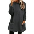 thumbnail image 2 of Womens Winter Coat Loose Wool Jacket Long Sleeved Jumper With Pockets, 2 of 5