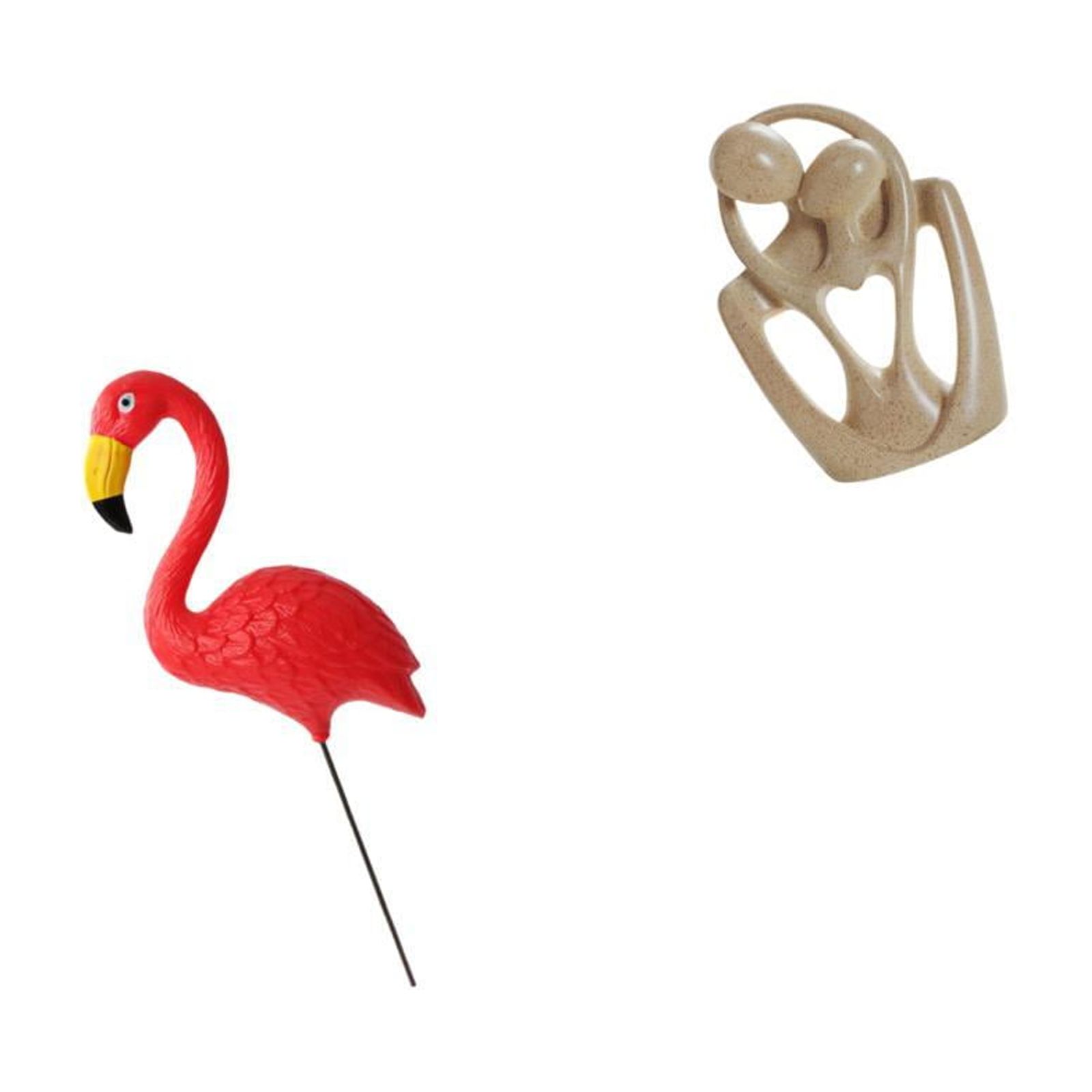Dualoai Flamingo Fairy Garden Ornament Sculpture for Spring Holiday Creative Resin Abstract Couple Figurine Yard Art Bookcase Cafe Desktop Decorations Birthday Gift