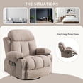 thumbnail image 3 of IMKHK Massage Rocker Recliner Chair, Modern Fabric Lounge Chair with Heat and Massage for Adults, Swivel Recliner Chair with Side Pockets, 2 Cup Holders, USB Charge Port for Living Room, Beige, 3 of 7