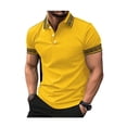 thumbnail image 2 of Men's Casual Polo Shirts Summer Short Sleeve Button Polo T Shirt Lightweight Collared Golf Shirt Yellow L, 2 of 4