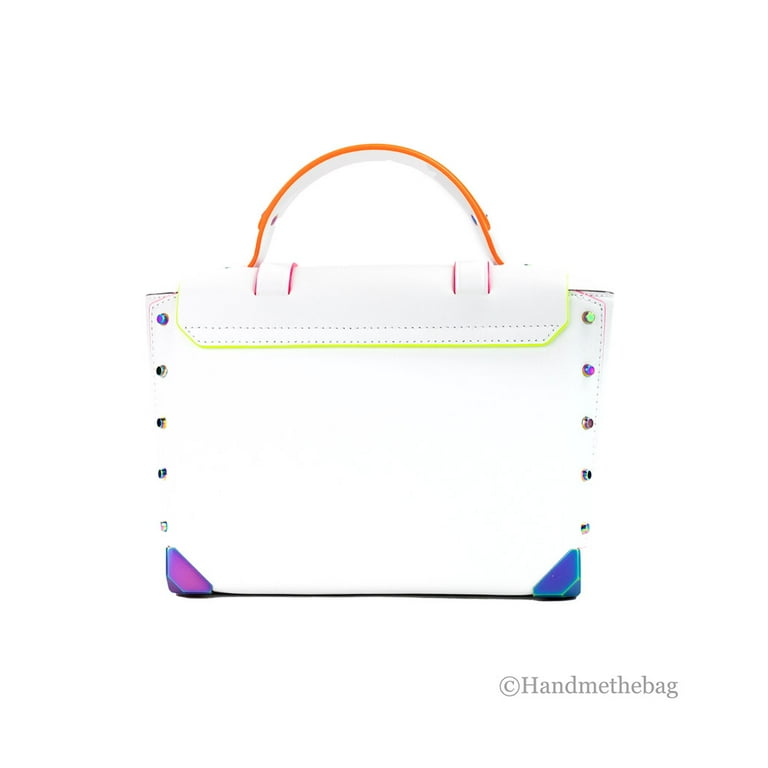 Michael Kors Medium Manhattan Optic White Contrast Trim Leather