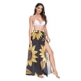 thumbnail image 2 of FORMRS Womens Beach Sarong Semi-Sheer Bikini Wrap Skirt Swimsuit Cover-ups, Black Sunflower Pattern, 2 of 7
