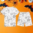 thumbnail image 2 of Toddler Boy Pajamas 2 Piece Halloween Diy Graphic Print Short Sleeve Crew Neck T-Shirt And Shorts Pjs for Boys Size 4-5 Years, 2 of 4