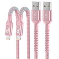 thumbnail image 1 of Cable de carga Prakie para iPhone de 6 pies, paquete de 2, color rosa, certificado Apple MFi, 1 of 6