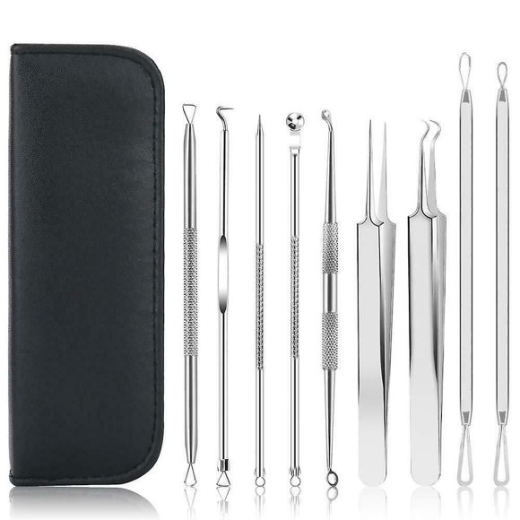IyLTCO 9 Pcs Blackhead Remover Pimple Tool Kit Professional Comedone Extractor