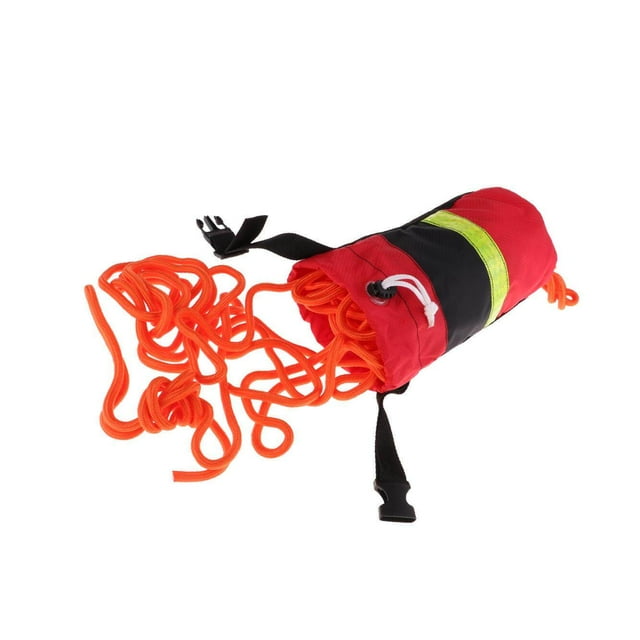 Langgg Safety Throw Bags Rescue Kayaking Reflective Rope Throw Bag Safety Throw Line Rope Lightweight 31 Meters Non-reflective Rope Red Black Bag