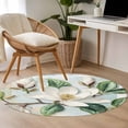 thumbnail image 5 of White Magnolia Flowers Round Area&nbsp;Rug 4ft Retro Floral Non-Slip&nbsp;Washable Circle Rugs Soft Felt Indoor Floor Mat for Bedroom Kitchen Living Room Bathroom, 5 of 9