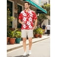 thumbnail image 4 of HAPPY BAY Men's Hawaiian Shirts Short Sleeve Button Down Shirt Floral Shirt Men Summer Beach Casual Vacation Tropical Shirts for Men Funny S Allover Hibiscus, Red, 4 of 7