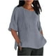 thumbnail image 1 of Vestidos Casuales Para Mujer, Blusas De Mujer De Moda Blusa holgada de cuello redondo de color liso para mujer, camisa informal de media manga para el trabajo, túnica, 1 of 4