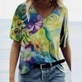 thumbnail image 2 of ZMHEGW T Shirts For Women Graphic Scenic Round Size Casual Tops Neck Plus Flowers Fashion Printing Blouse Tshirts, 2 of 2