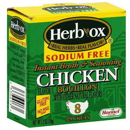 Herb-Ox Sodium Free Instant Chicken Broth, 1.2 oz, (Pack of 12)