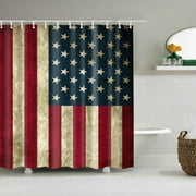 JOOCAR Vintage American Flag Pattern Shower Curtains Bathroom Curtain Frabic Waterproof Polyester Bath Curtain With Hook 72X72inch