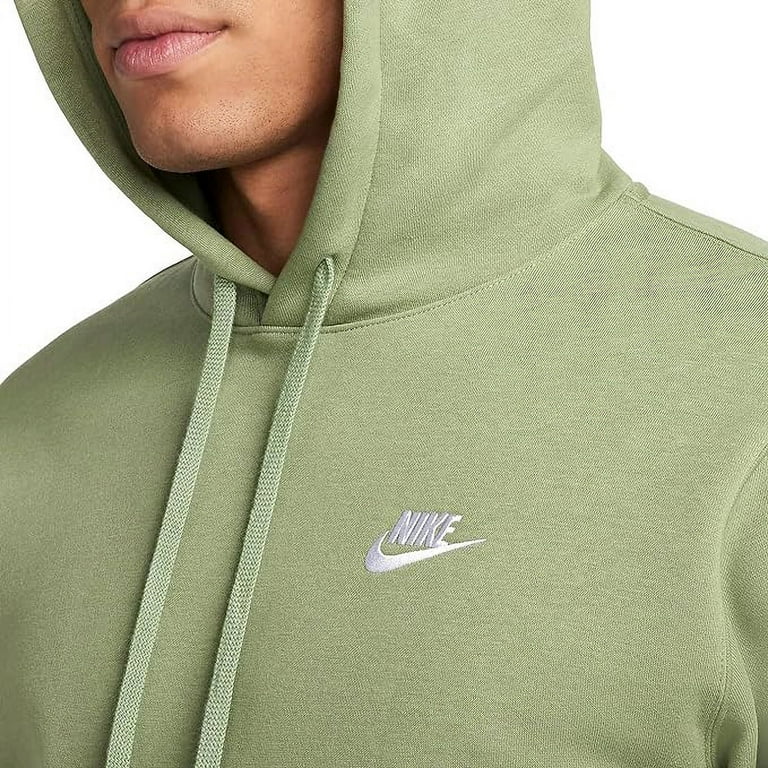 Men's Nike Oil Green/White Sportswear Club Fleece Pullover Hoodie - S