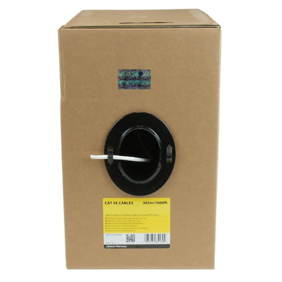 StarTech 1000 ft Bulk Roll of White CMR Cat5e Solid UTP Riser Cable